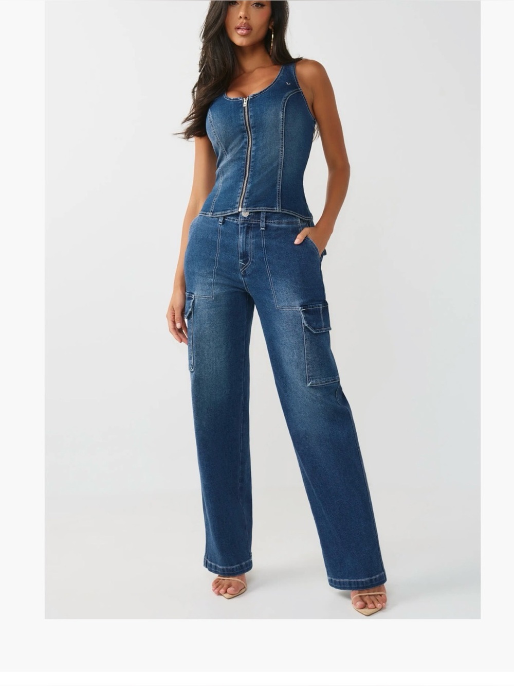True Religion Denim Women’s Medium Blue Cargo Jeans Size 29 NWT